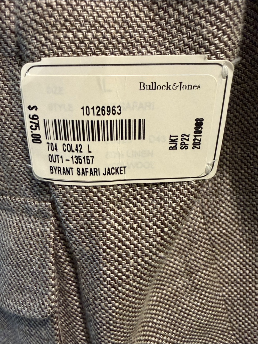 NWT Bullock & Jones Luxury Safari Field Jacket Linen Wool 44R - Picture 2 of 10